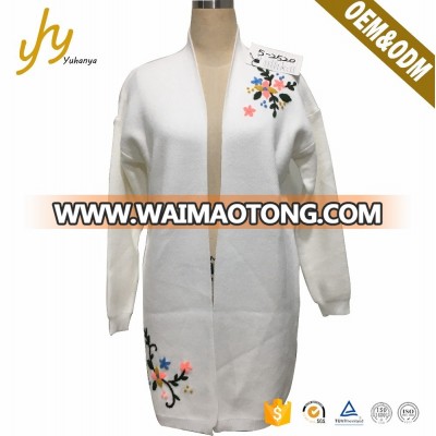 OEM Fashion Cardigan Front Embroidery Wool Handmade Sweater Design For Girl