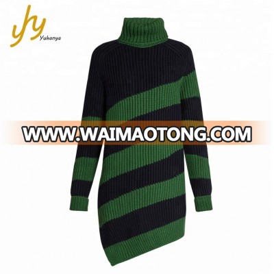 Fashion Striped Chunky Knit Slim Fit Womens Long Sweaters