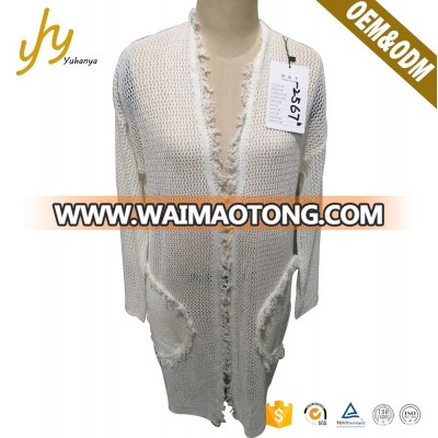 New Design Fashion Breathable Two Pockets Lightweight Knitted Fall Cardigan