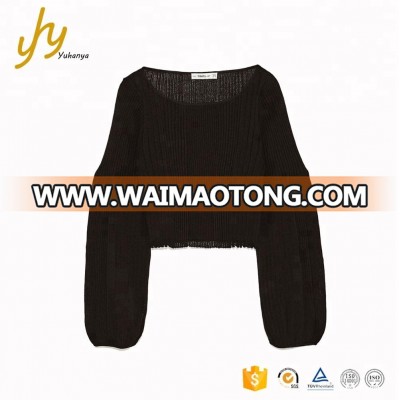 Fall Loose Black Fashion Knitted Pullover Sweater