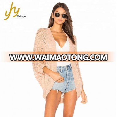 Hot Sale Loose Thin Girl Knitted Summer Cardigan 7gg Sweater